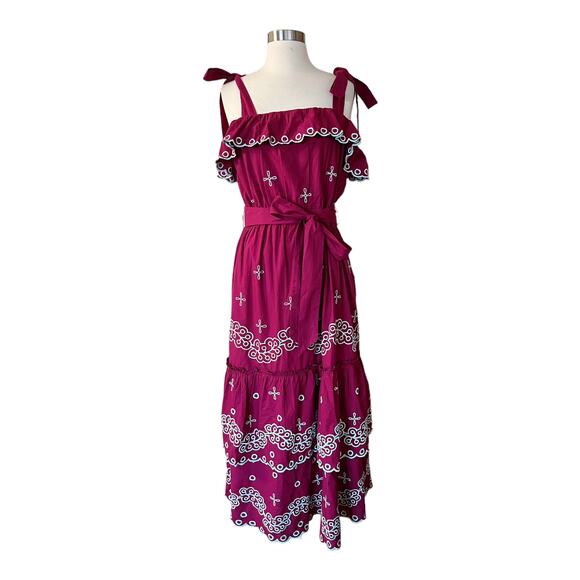 ROBERTA ROLLER RABBIT Peonia Embroidered Eleanor Dress Sleeveless Cotton Large - Picture 10 of 12